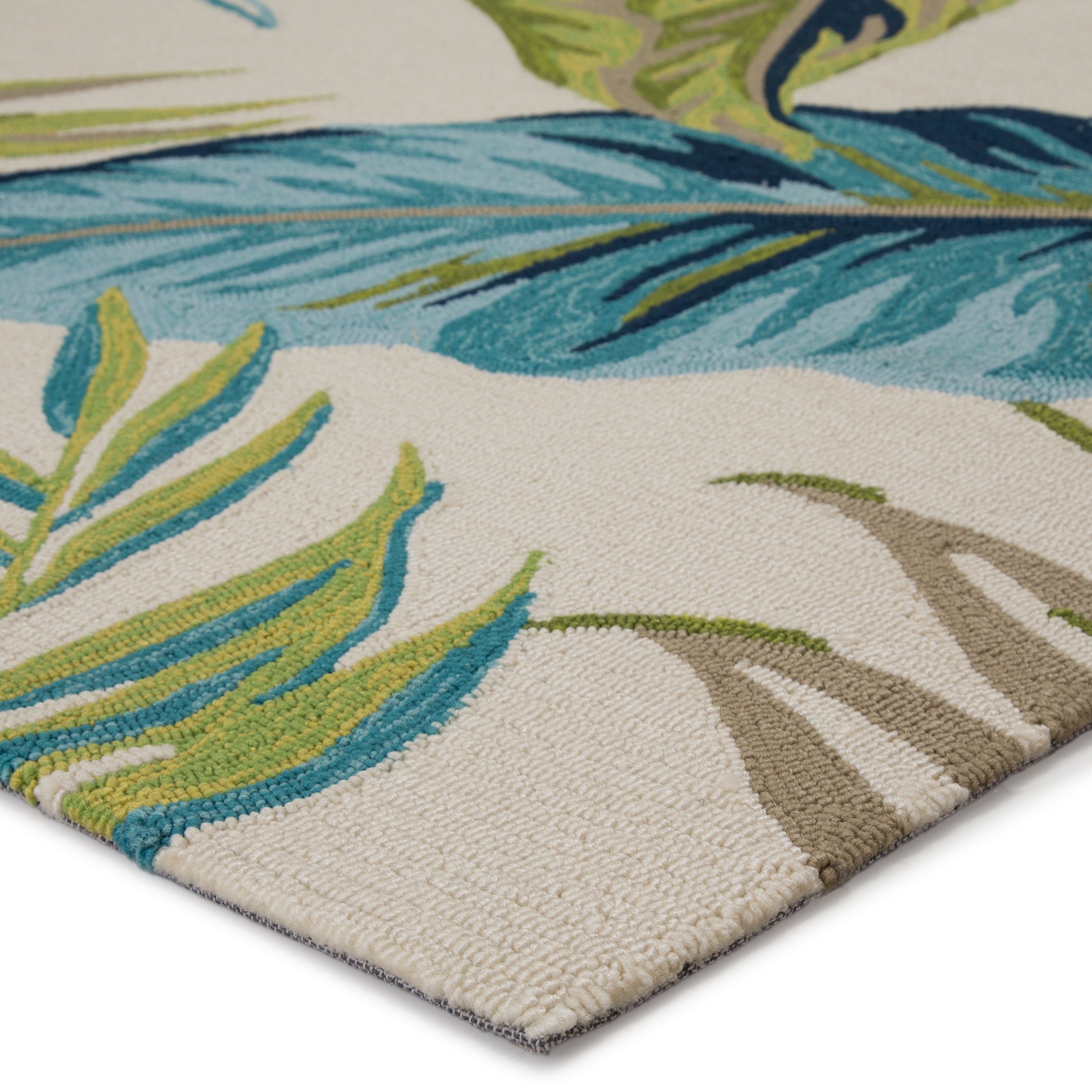 Fraise Indoor/ Outdoor Floral Blue/ Green Area Rug (5' X 7'6") - Image 1