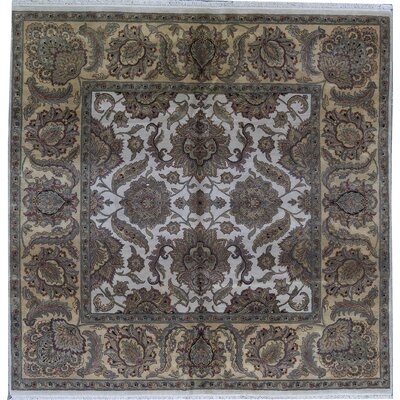 One-of-a-Kind Hand-Knotted Brown 7'11" Square Wool Area Rug - Image 0