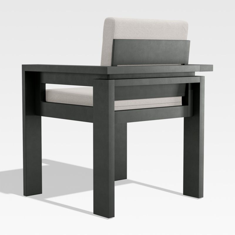 Walker Metal Outdoor Dining Arm Chair with Cast Ash Brown Sunbrella ® Cushions - Image 2