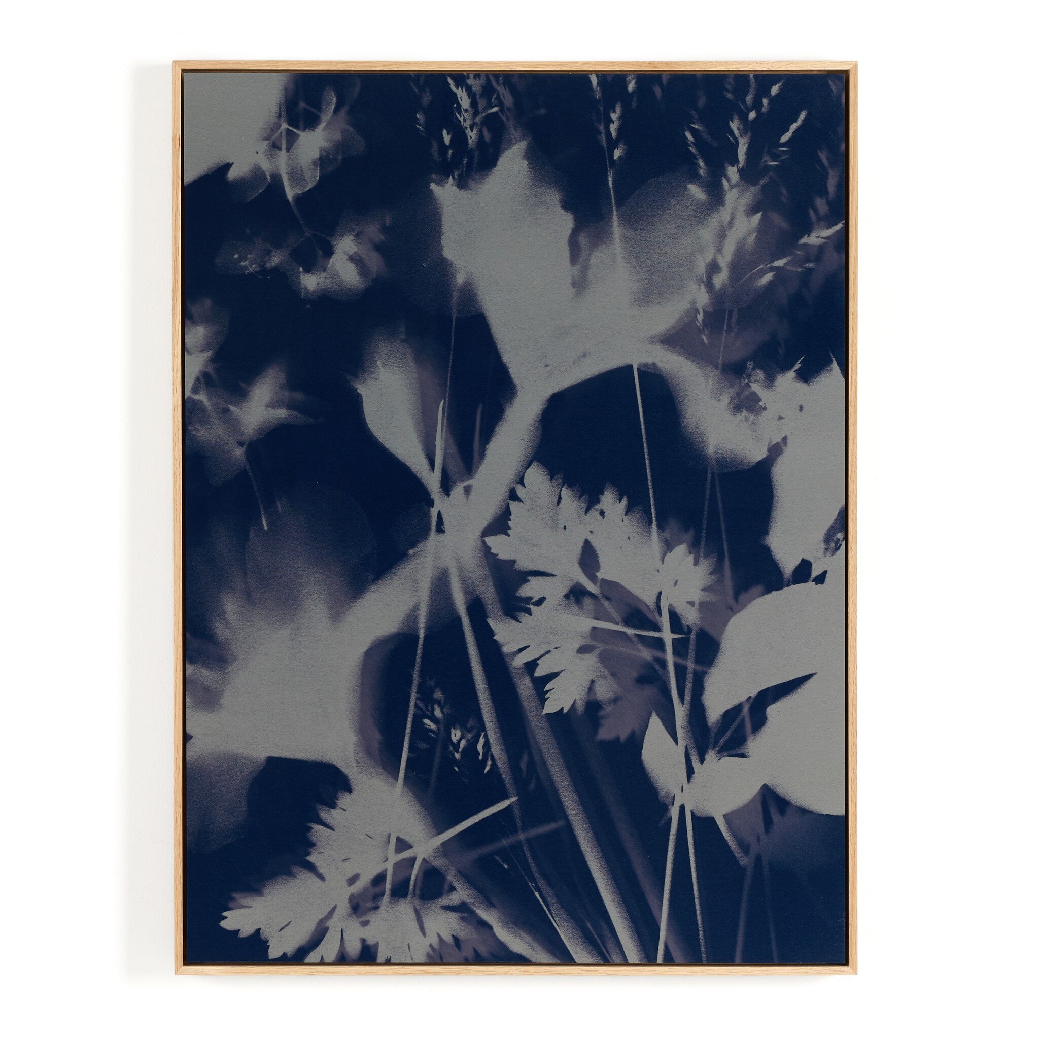 Cyanotype Botanical I by Coup D'esprit - Vertical Grain White Oak Floater - Image 0