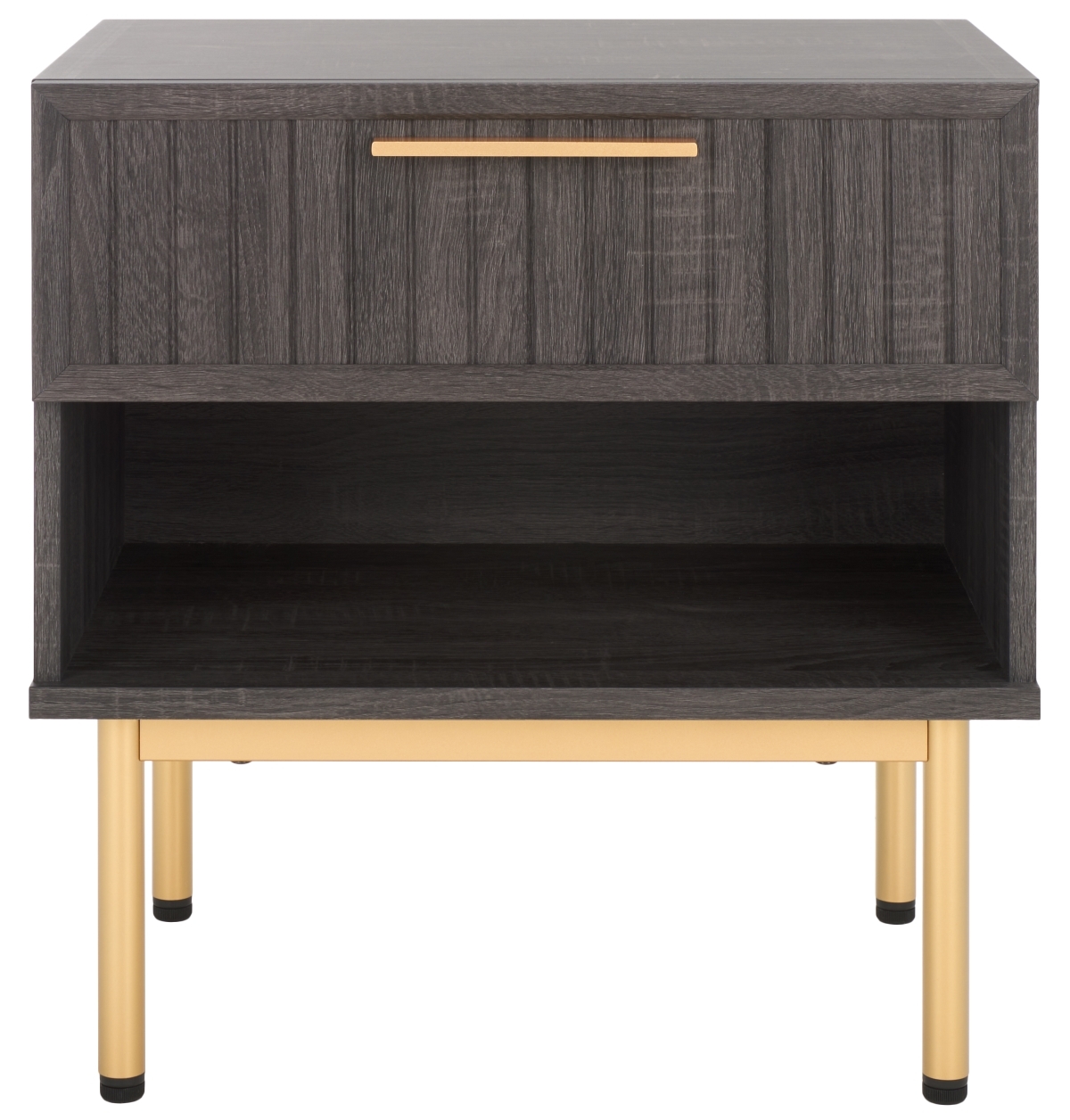 Axelle 1 Drawer Nightstand - Distressed Black / Gold - Safavieh - Image 0