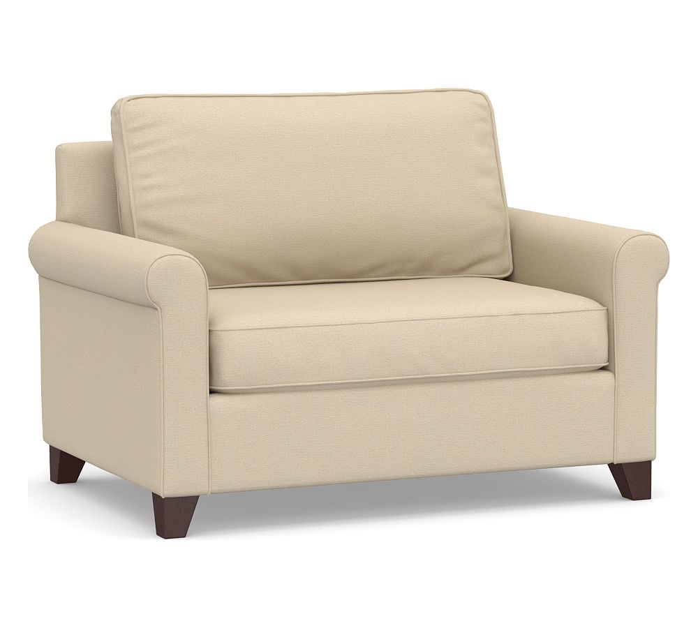 Cameron Roll Arm Upholstered Twin Sleeper Sofa, Polyester Wrapped Cushions, Park Weave Oatmeal - Image 0