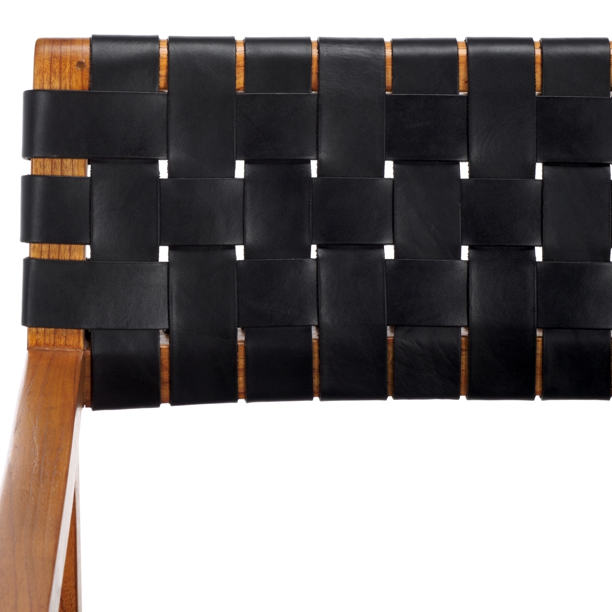 Cire Leather Dining Chair - Black / Natural - Safavieh - Image 2