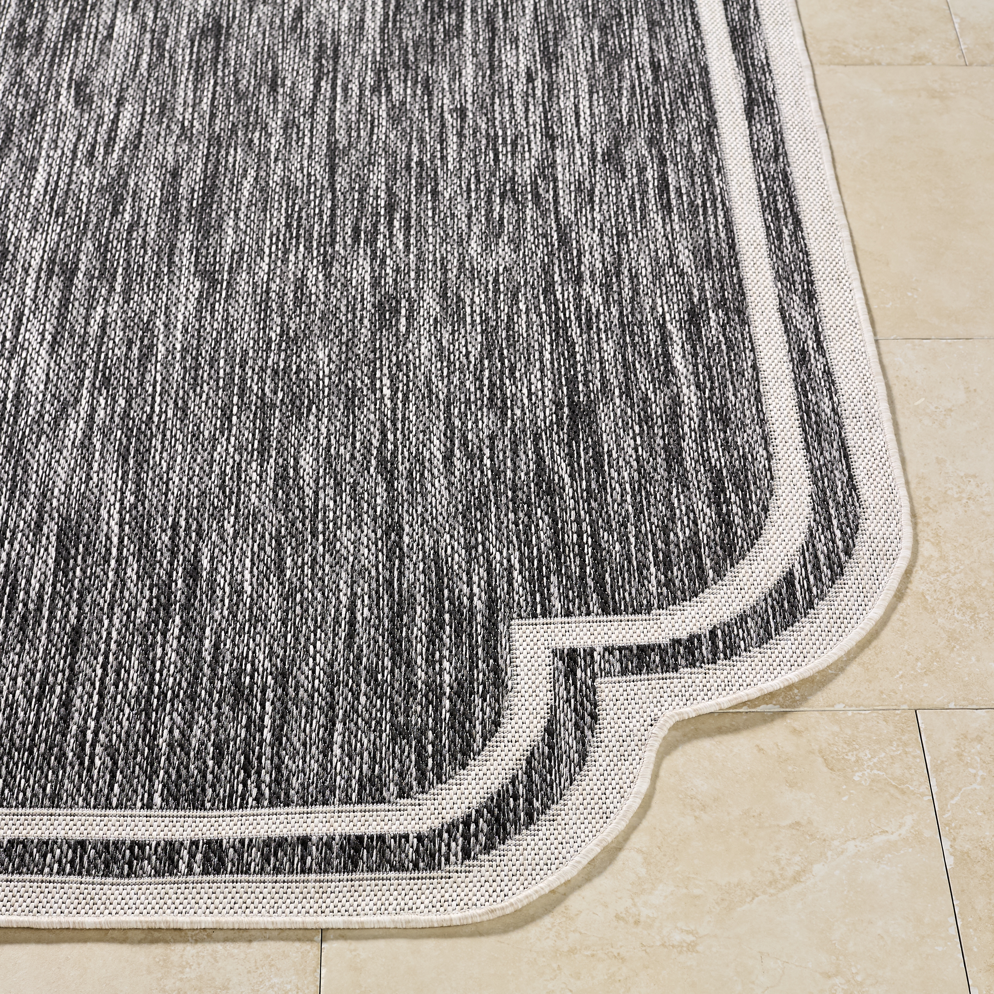 Miami Beach Black Outdoor 2'4" x 3'9" Machine Woven Rug - Image 1