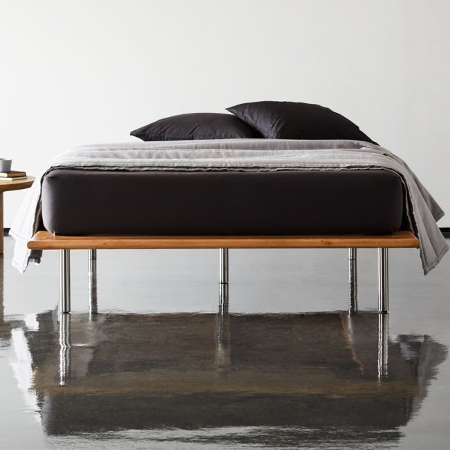 Simms Queen Natural Wood Platform Bed - Image 0