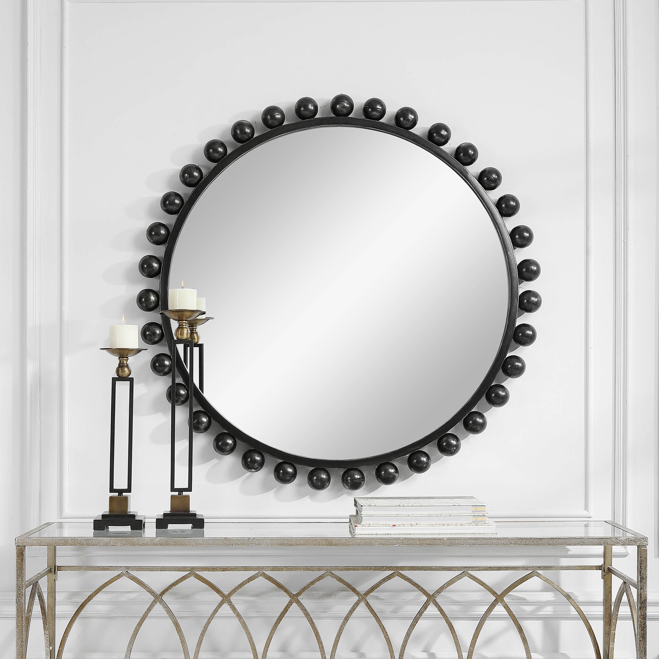 Cyra Black Round Mirror - Image 3