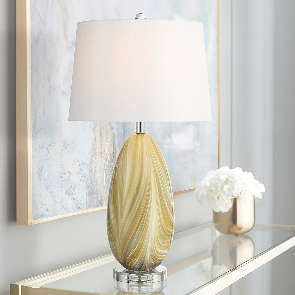 Possini Euro Pablo 27" High Modern Yellow Vortex Art Glass Table Lamp - Image 0