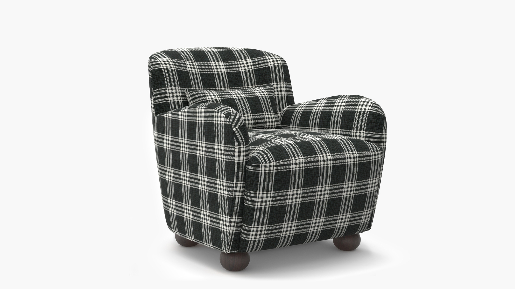 Club Chair, Barnegat Plaid, Espresso Bun Foot - Image 1