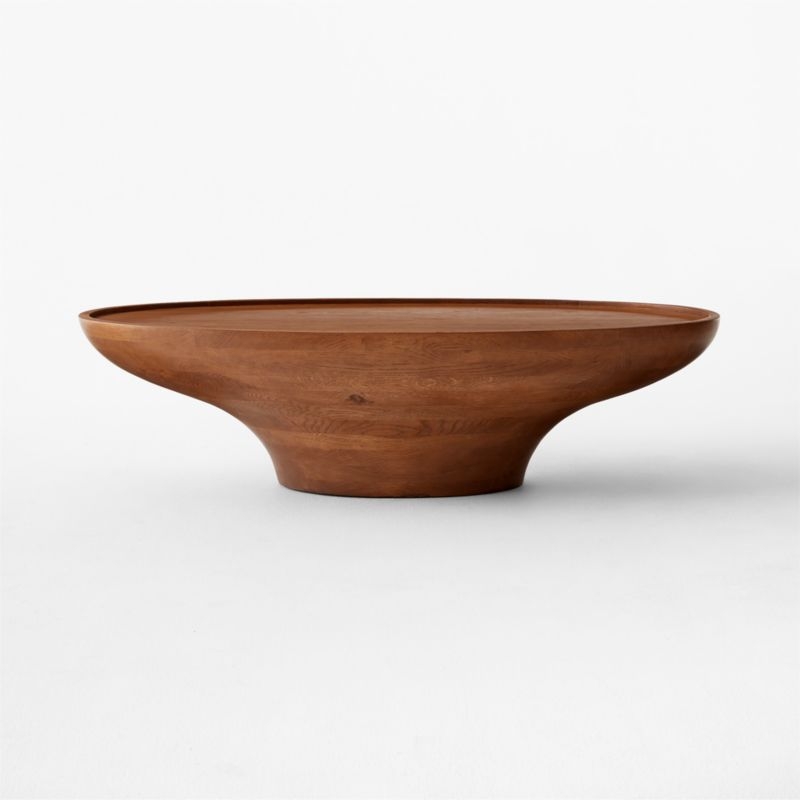 Emira 52" Oval Light Brown Oak Wood Coffee Table - Image 1