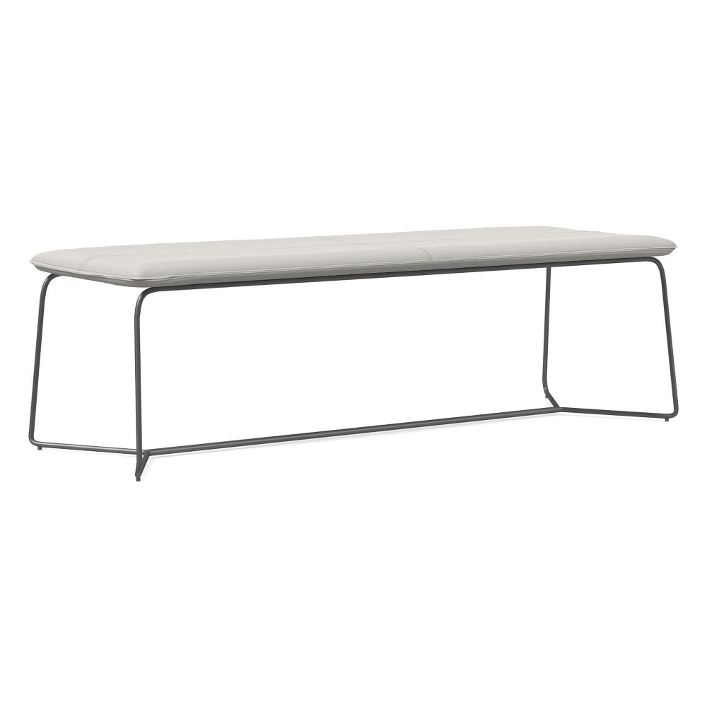 Slope Dining Bench, Sierra Leather, Snow, Charcoal - Image 0