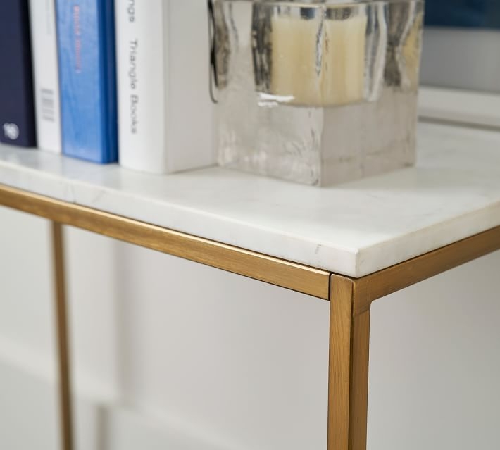 Delaney Marble 36" Console Table, Brass - Image 3