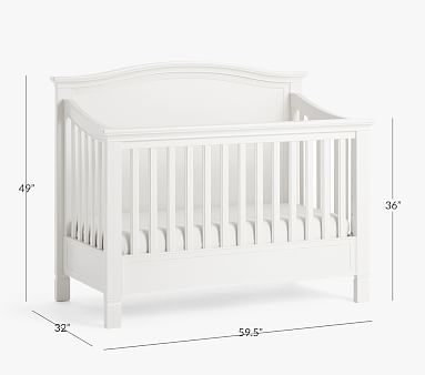 Larkin Camelback 4-in-1 Convertible Crib & PBK Lullaby Mattress, Simply White, In-Home Delivery - Image 4