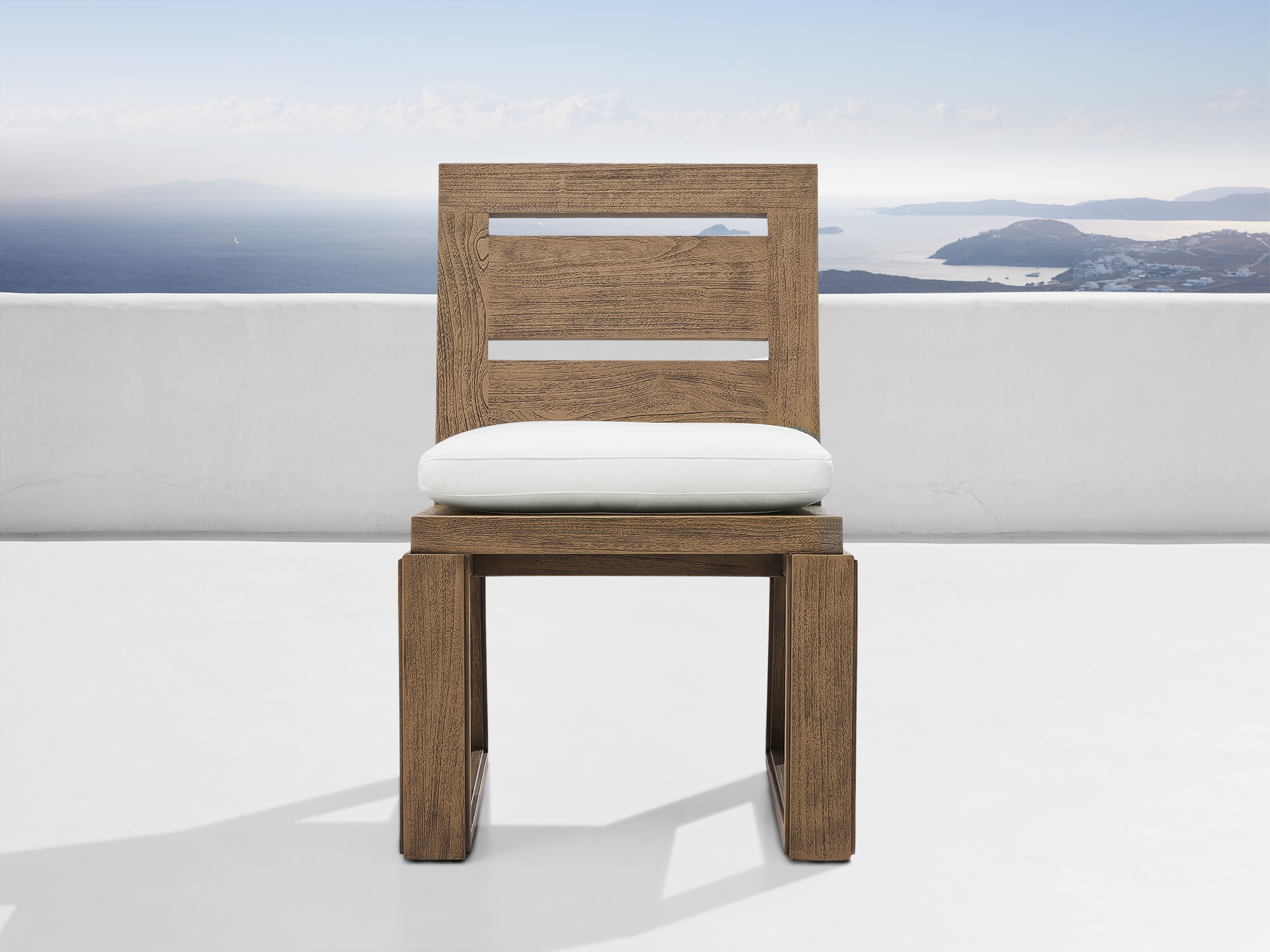 Canyon Outdoor Dining Side Chair in Eden Snow Teak White /Weathered Fawn - Image 0