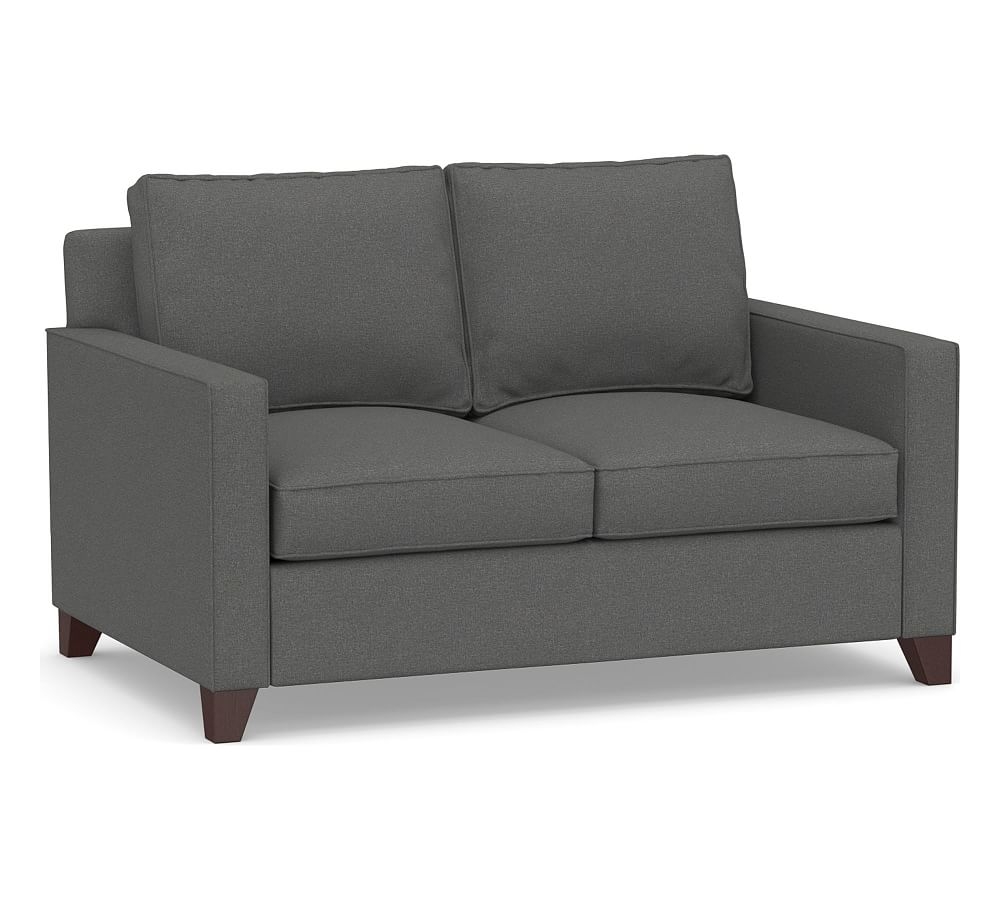 Cameron Square Arm Upholstered Deep Seat Loveseat 2-Seater 60", Polyester Wrapped Cushions, Park Weave Charcoal - Image 0