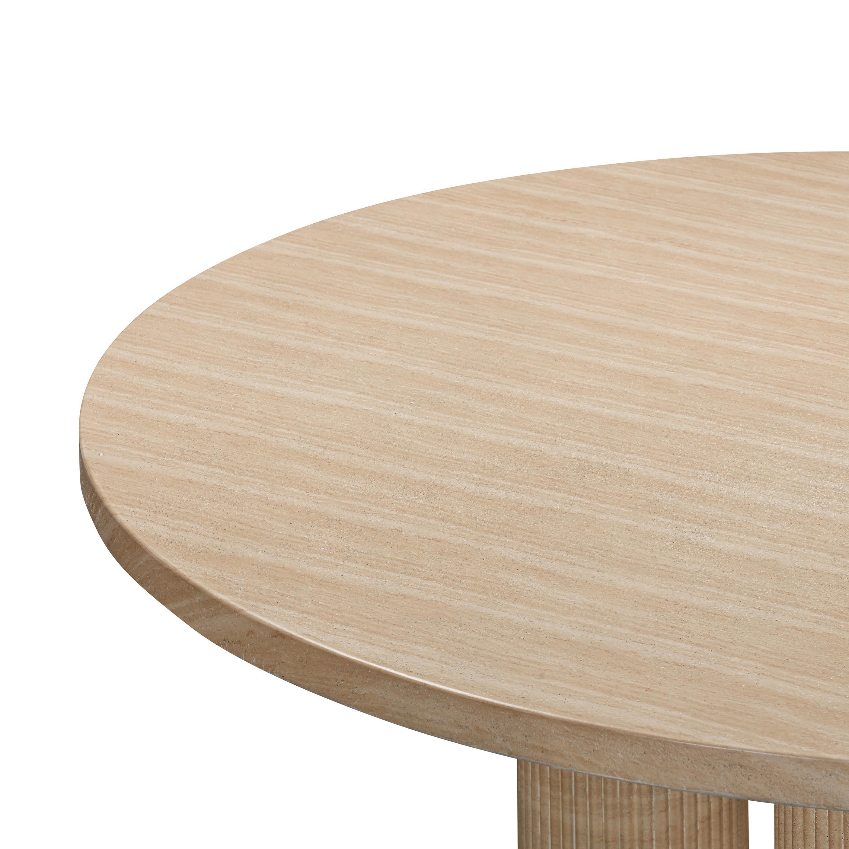 Patti Textured Faux Travertine Indoor / Outdoor Round Dining Table - Image 3
