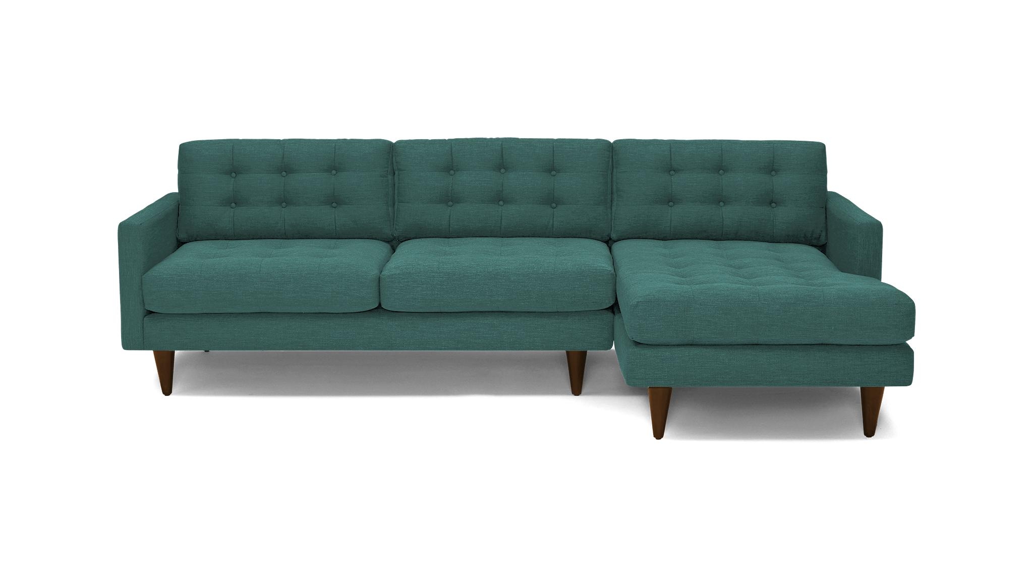 Blue Eliot Mid Century Modern Sectional - Prime Peacock - Mocha - Right - Image 0