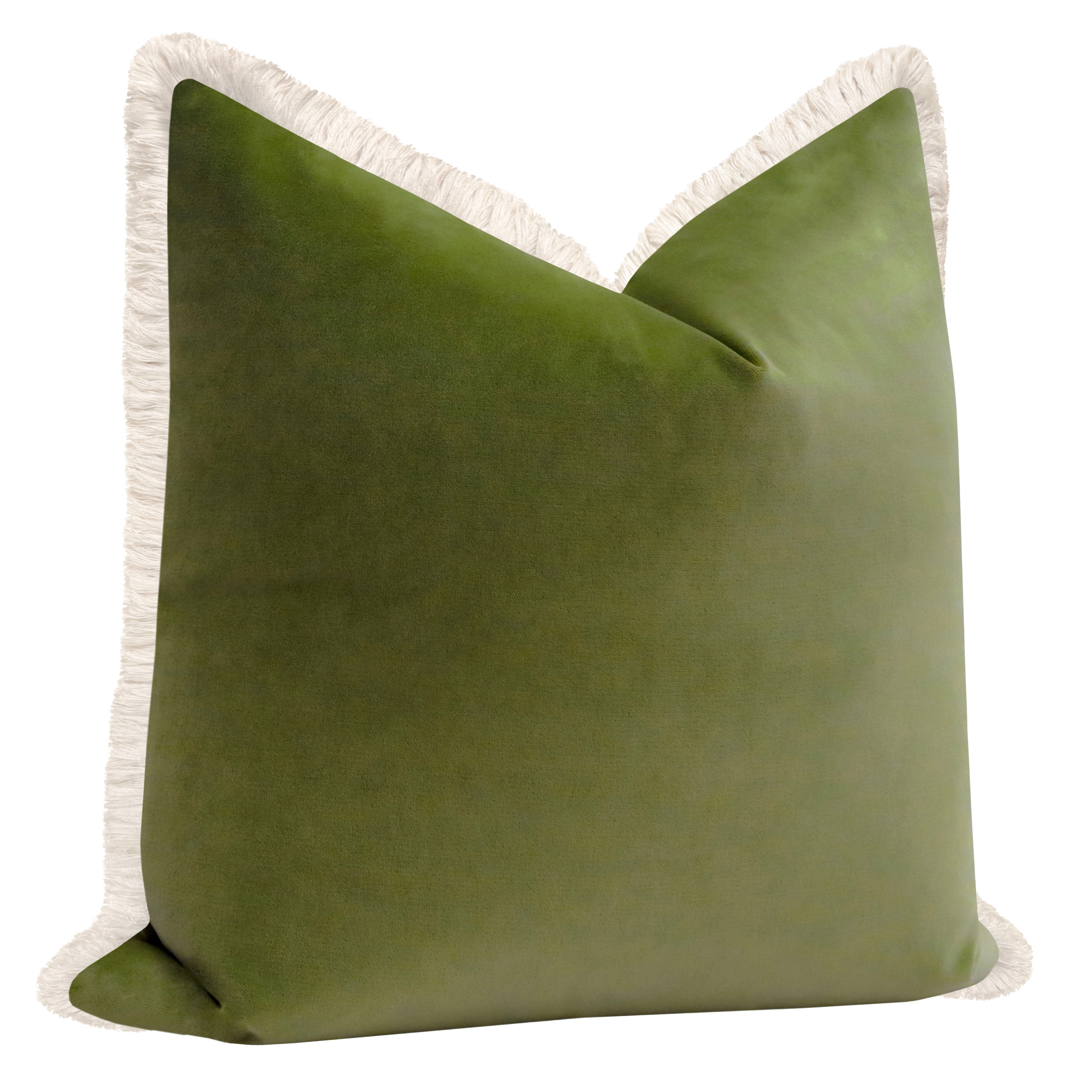 SOCIETY VELVET // OLIVE + FRINGE - Sample 4" X 4" / Bone Fringe - Image 1