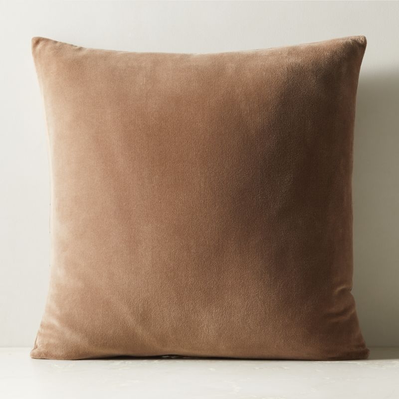 Arabella Sand and Black Velvet Throw Pillow Cover 23"x23" - Image 1