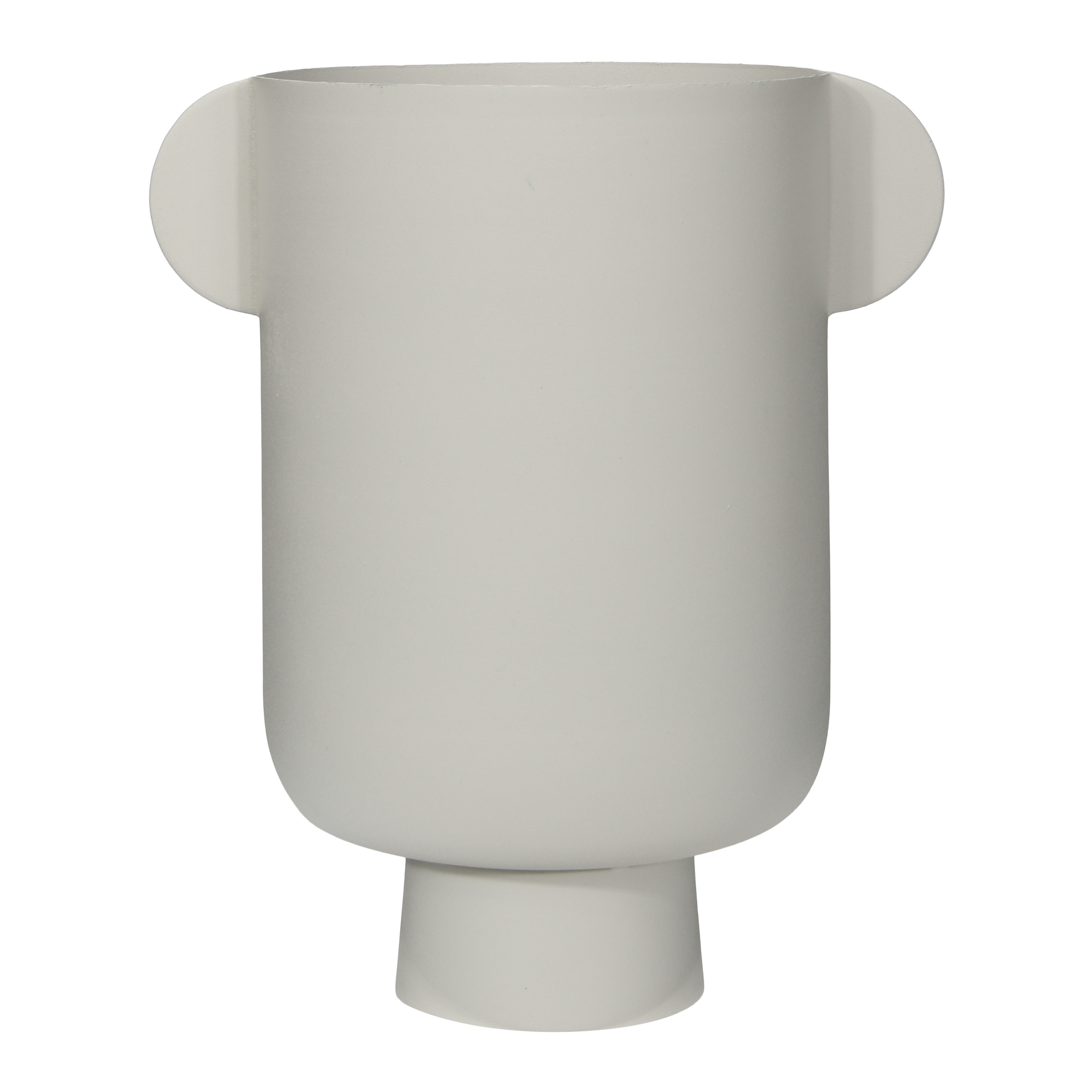 Metal Vase with Handles, Matte Cream - Image 0