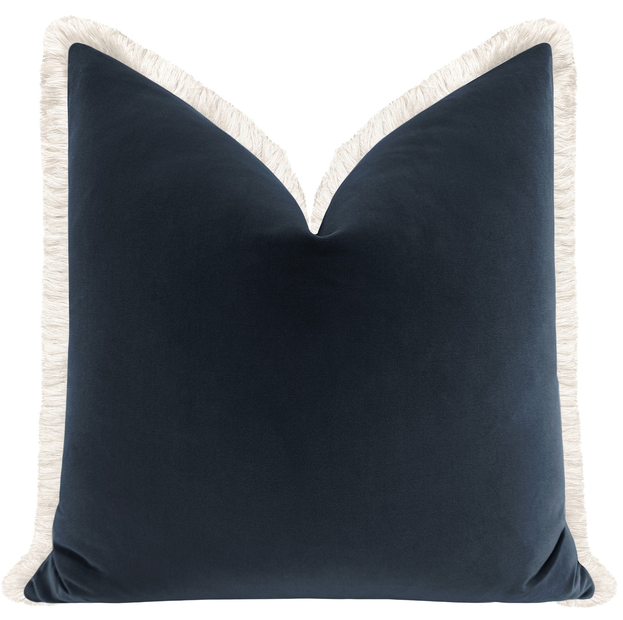 SIGNATURE VELVET // PRUSSIAN BLUE + FRINGE - Sample 4" X 4" / Natural Fringe - Image 1