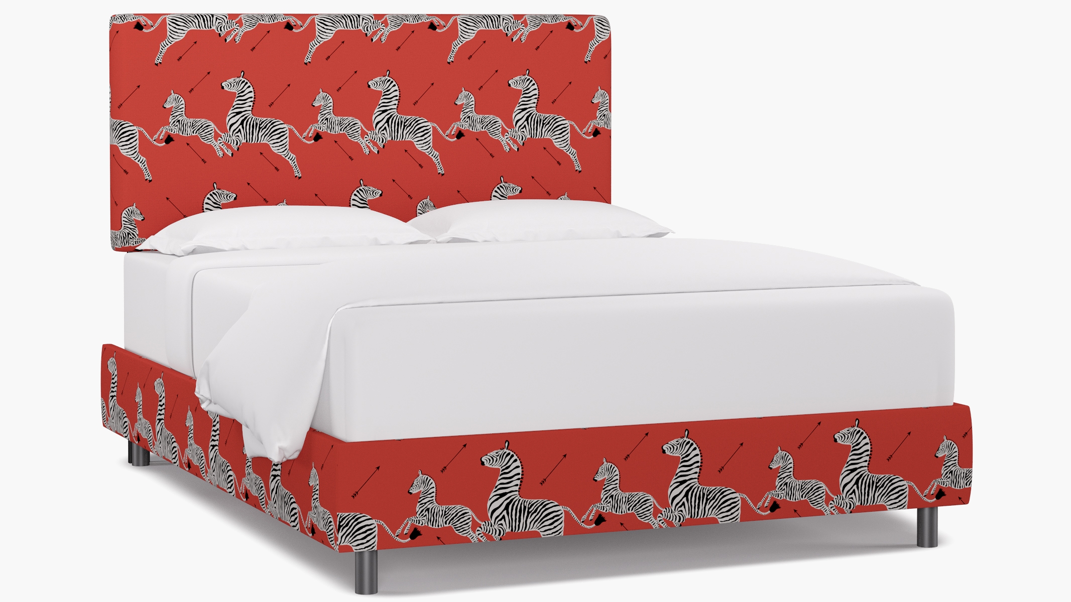 Square Back Bed, Coral Zebra, Queen - Image 1