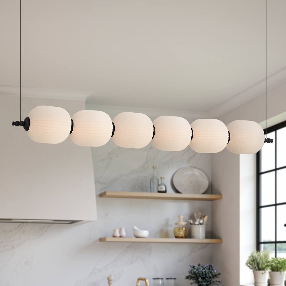 Possini Euro Phobos 42 1/4"W Black and White LED Linear Pendant Light - Image 0