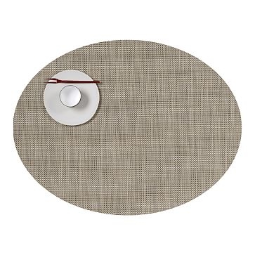 Chilewich Collection Mini Basket Oval Mat, Linen - Image 0