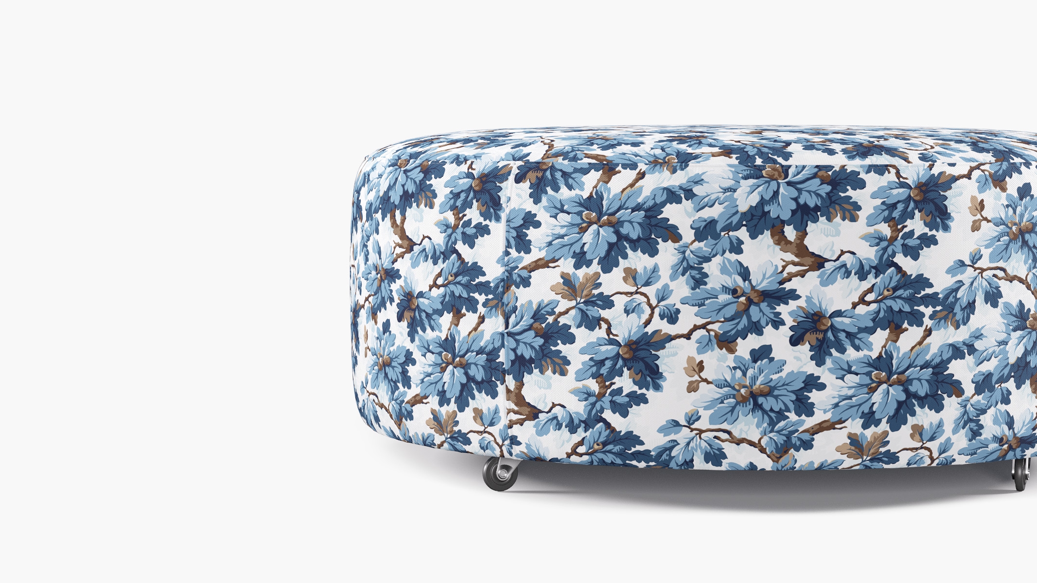 Round Cocktail Ottoman, Delft Woodland - Image 1