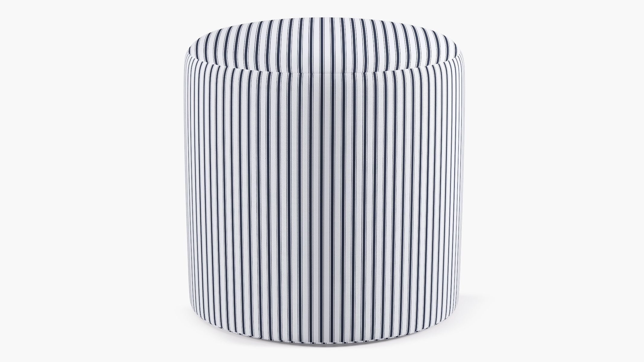 Drum Ottoman, Navy Classic Ticking Stripe - Image 0