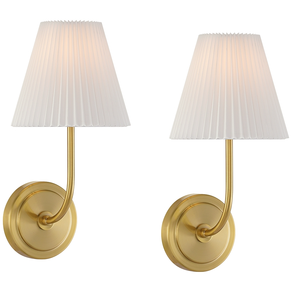 Possini Euro Nina 14" High Gold Plate Wall Sconce Set of 2 - Image 0