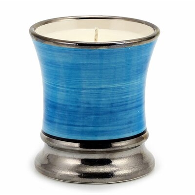 Deruta Candles: Deluxe Precious Cup Candle ~ Coloris Celeste Design ~ Pure Platinum Rim - '-- Unscented -- - Image 0