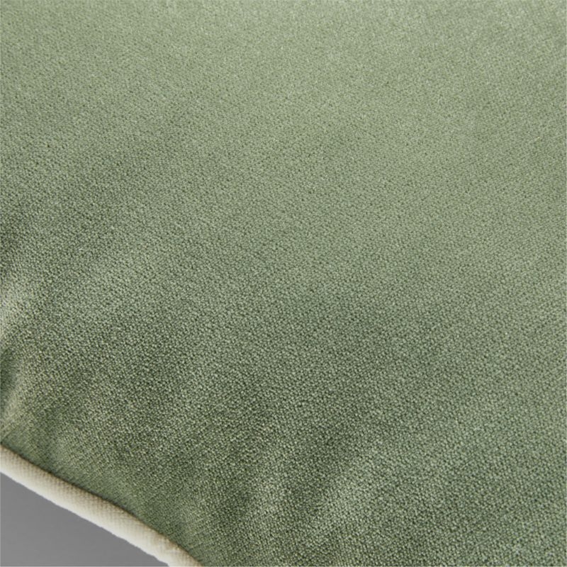 Bronte Olive Green Velvet Outdoor Throw Pillow 20"x12" - Image 2