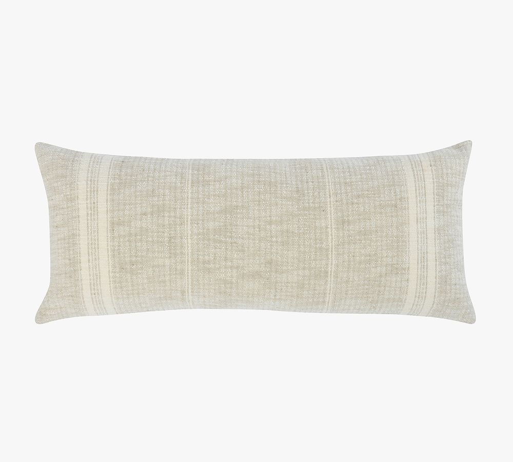 Villena Handmade Lumbar Pillow, 16 X 36", Beige - Image 0