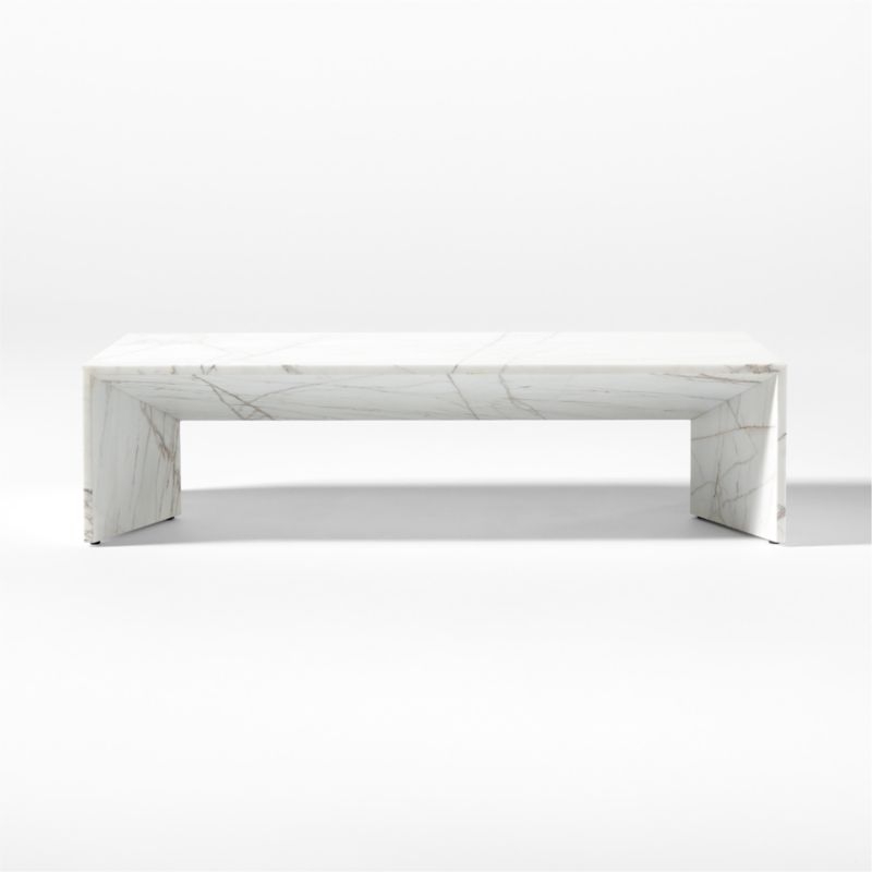 Ilise 50" White Marble Indoor/Outdoor Coffee Table - Image 1