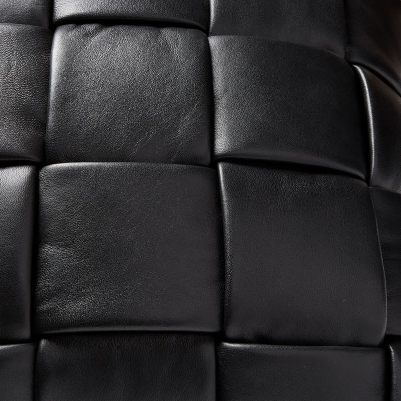 Jabas Black Woven Leather Throw Pillow Cover 23"x23" - Image 2