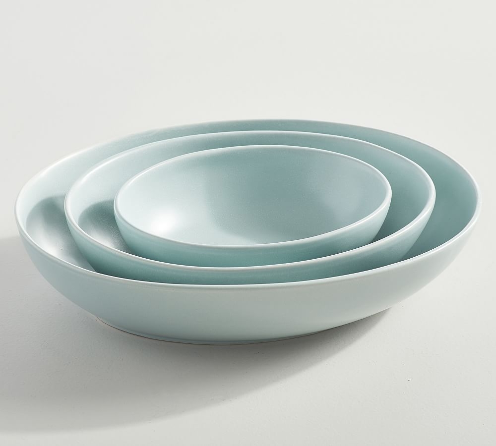 Mason Stoneware Oval Nesting Bowls, Set of 3 - Blue - Image 0
