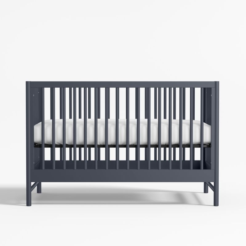 Classic Deep Navy Blue Wood Convertible Baby Crib - Image 1