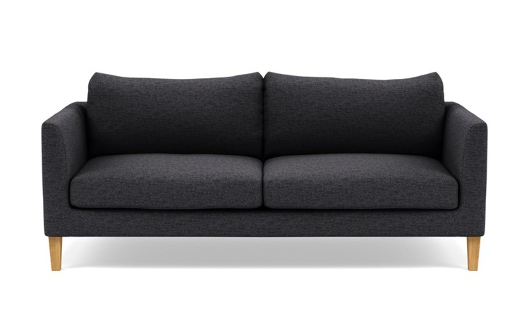 Owens Sofa with Black Coal Fabric, standard down blend cushions, and Natural Oak legs - Image 0