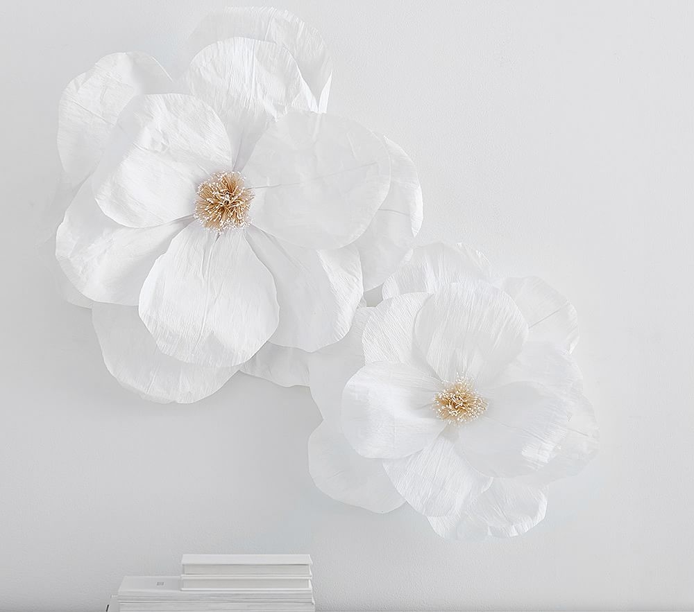 Jumbo Crepe Paper Flowers -set of 2 - White - Image 0