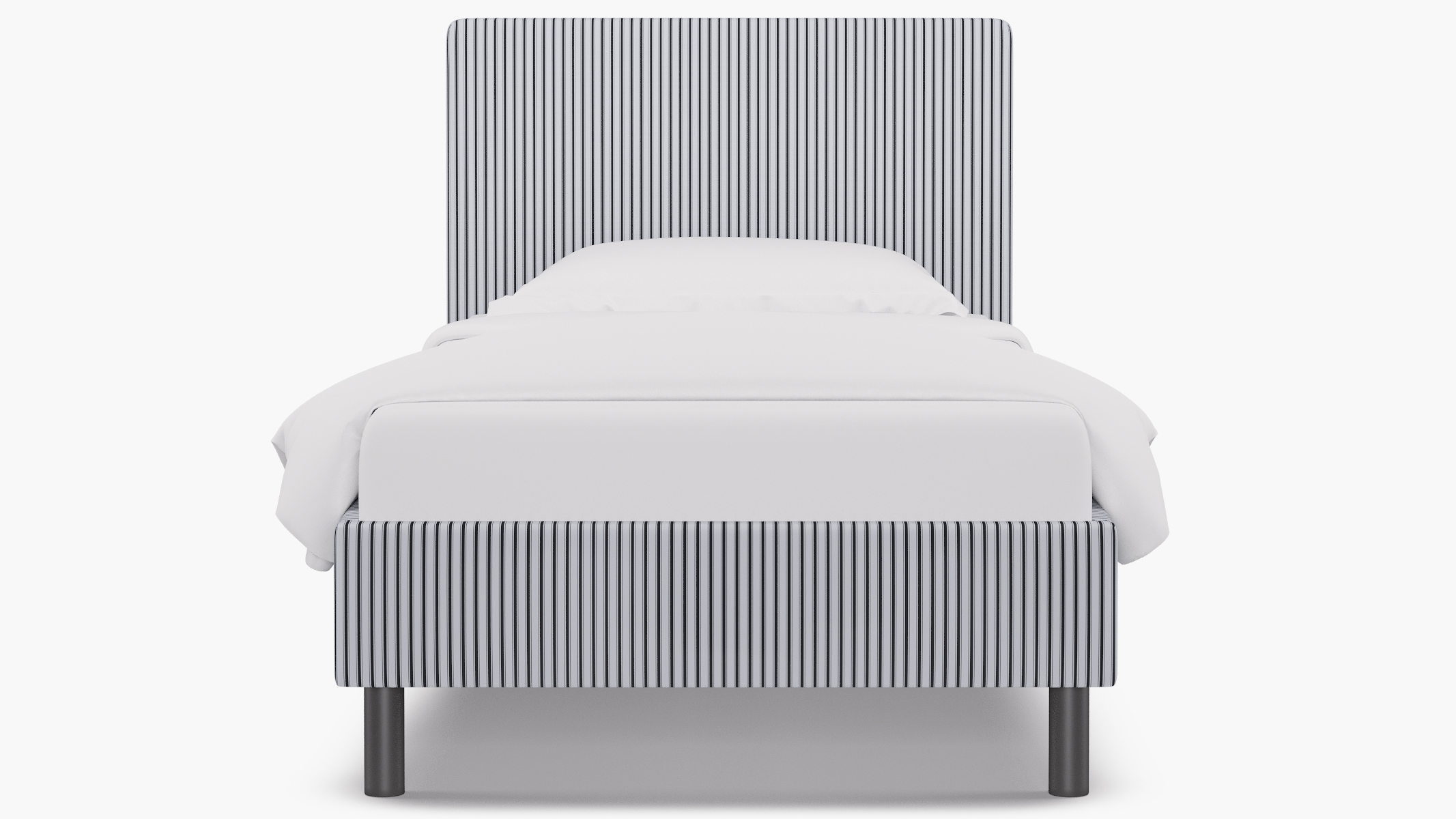 Tailored Platform Bed, Black Classic Ticking Stripe, Twin - Image 0