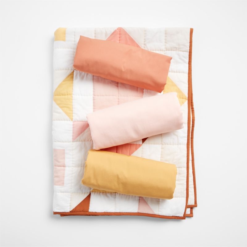 Heritage Pink Organic Cotton Baby Crib Quilt - Image 1