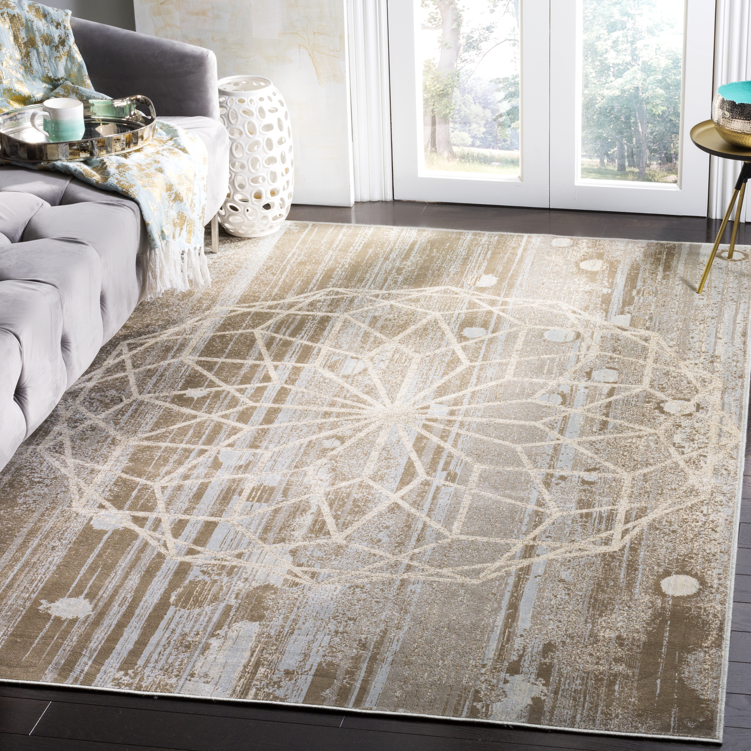 Arlo Home Woven Area Rug, CNV752-5770, Beige/Multi,  5' 3" X 7' 6" - Image 1