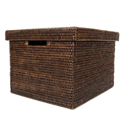 Rattan File Box with Lid and Cutout Handles - Image 0