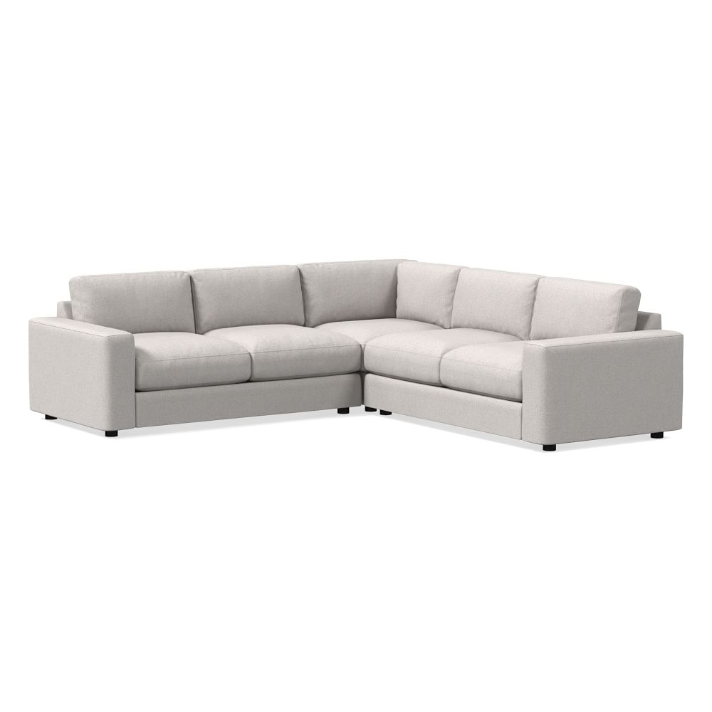 Urban 106" 3-Piece L-Shaped Sectional, Performance Coastal Linen, Dove, Poly-Fill - Image 0
