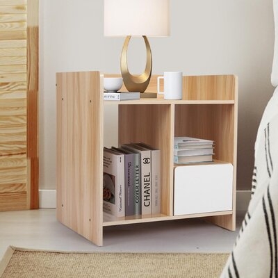 Ebern Designs Nightstand End Table Bedside Table With 2 Storage Shelves Drawers Cabinets - Image 0