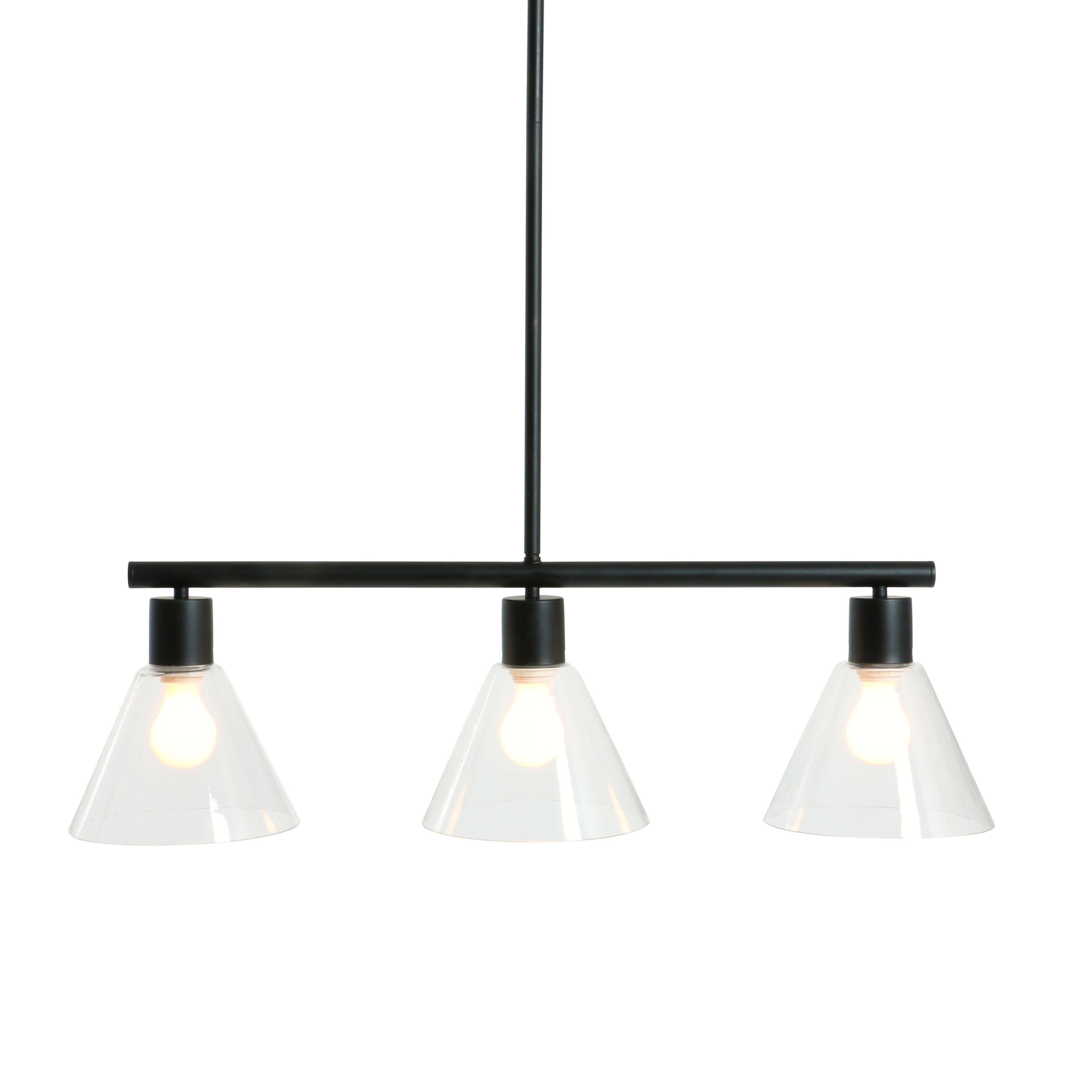 Modern Metal and Glass Linear Chandelier, Black - Image 0