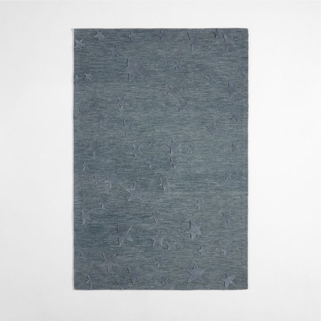 Modern Star Wool Slate Blue Kids Area Rug 6'x9' - Image 0