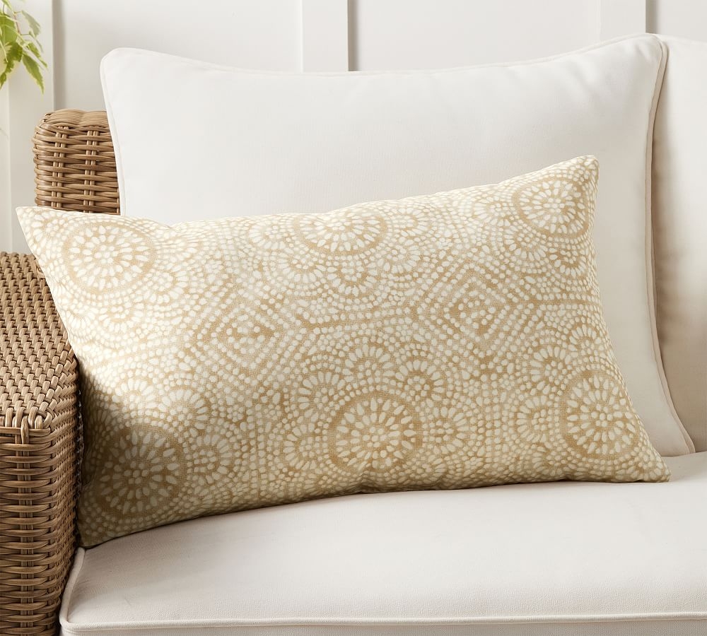Slate Indoor/Outdoor Lumbar Pillow, 16" x 26", Flax - Image 0