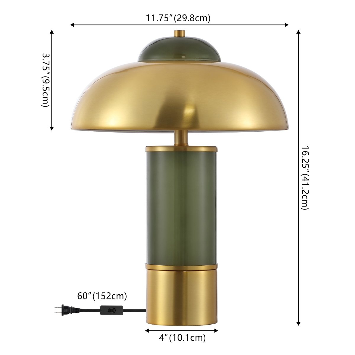 Drea 16.25" Table Lamp - Green/Brass - Image 4