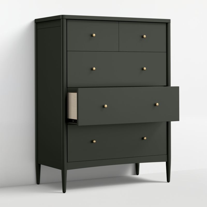 Hampshire Olive Green Wood Tall 7-Drawer Kids Dresser - Image 1